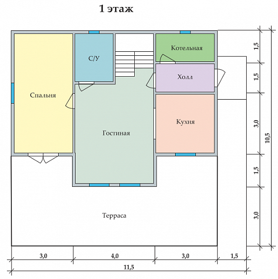 Каркасный дом Восход 11,5 х 10,5