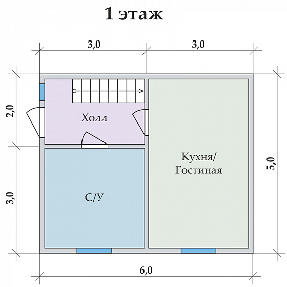 Каркасный дом Солнечный + 6 х 5
