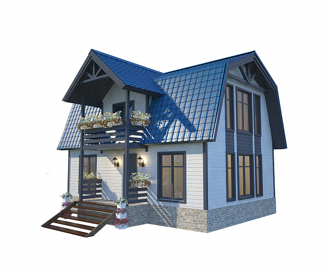 Каркасный дом Солнечный ++ 7 х 9